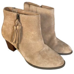 Vionic Madeline Ankle Boots Taupe Suede Side Zip Weather Resistant US Size 7